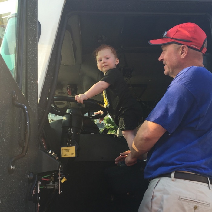 fred driving firetruck